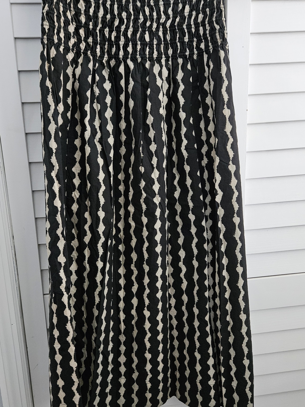 Rails Black & Cream Smocked Waist Patterned Maxi Skirt
